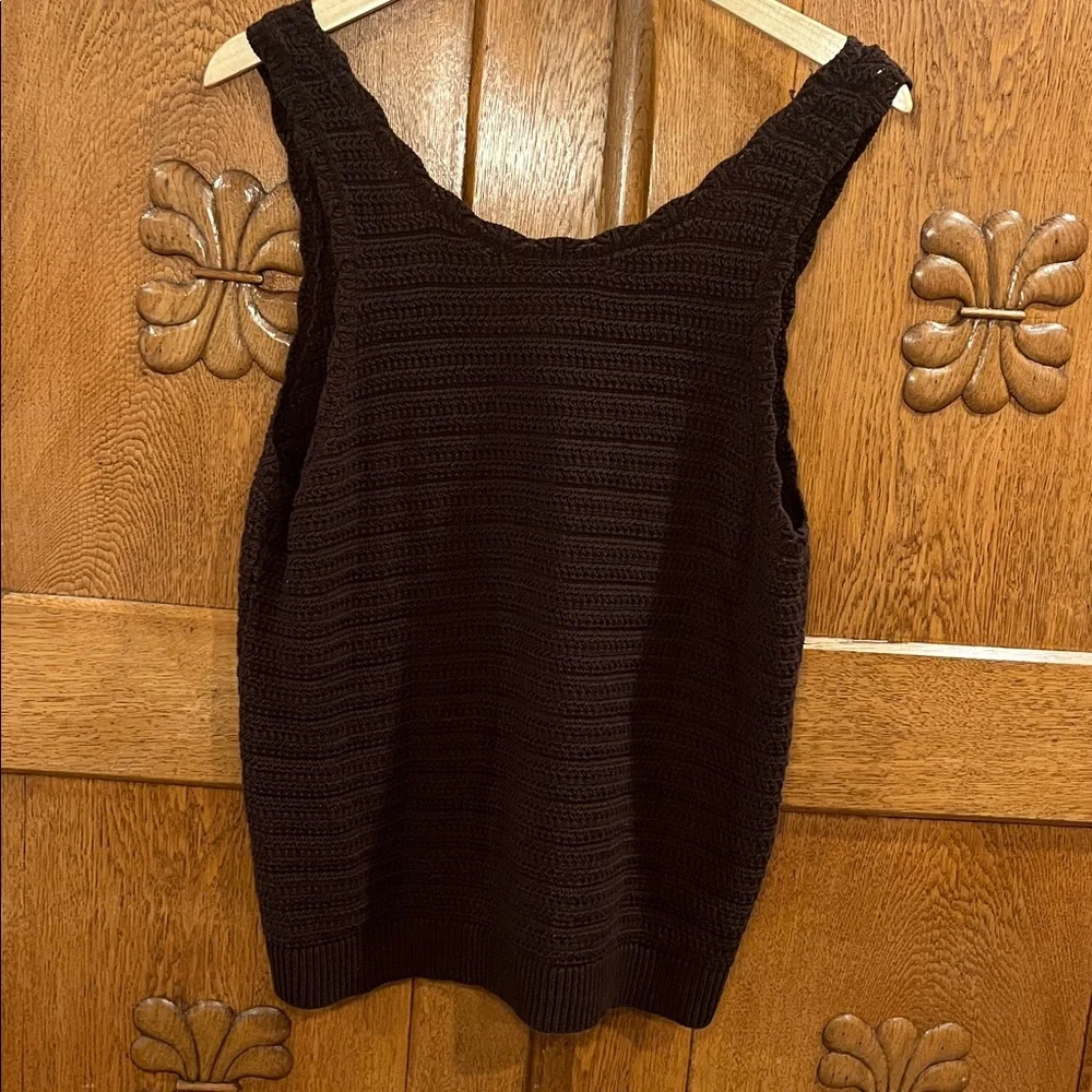 LOFT Brown Crochet Scoop Neck Sweater Tank (medium) - Picture 6 of 6
